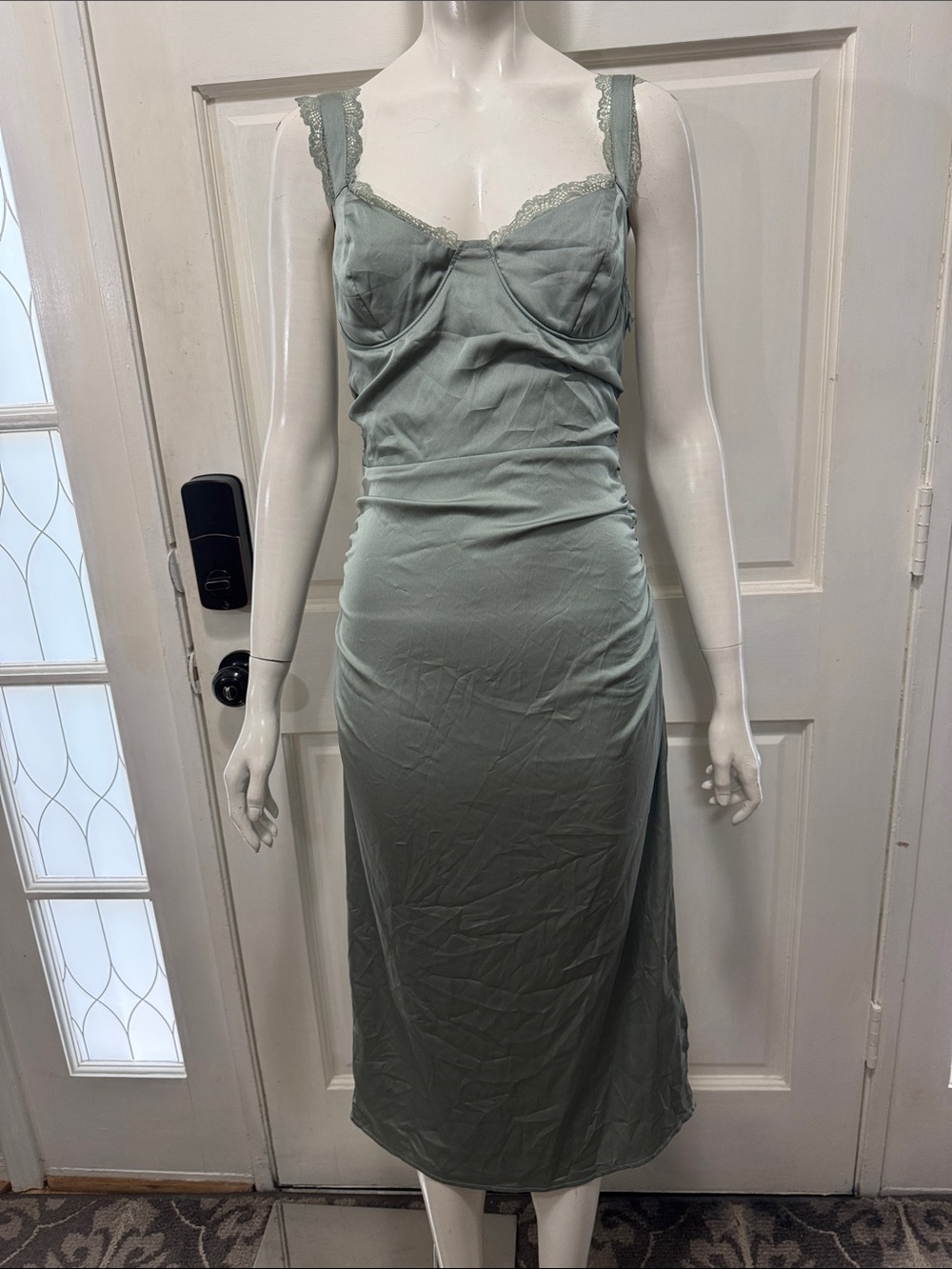 ASTR Sage Green Lace Trim Midi Dress Size Small